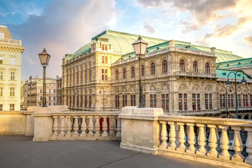 Warm cream and stone historic architecture in Vienna Austria