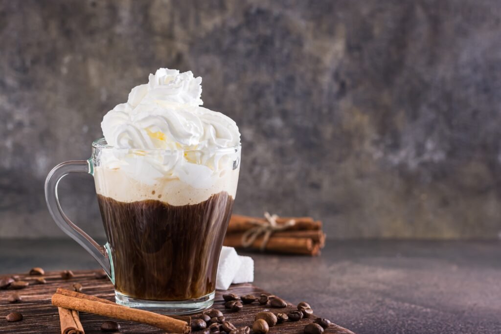 Viennese coffee topped with whipped cream and cinnamon