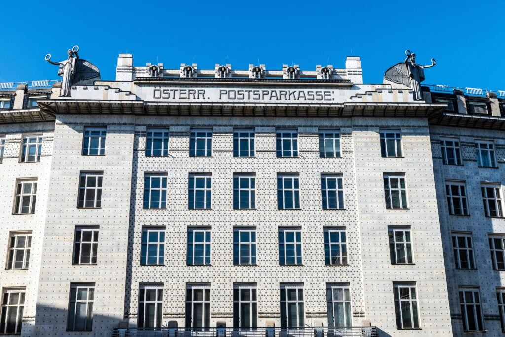 Austrian Postal Savings Bank exterior designed by Otto Wagner Vienna